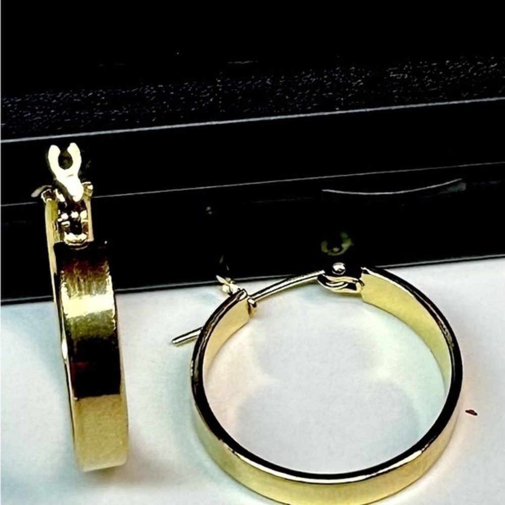 14k gold tube hoop earrings wide design 22mmx 6 stamped 14k authentic